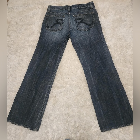 Rock & Republic Dark Wash Distressed Loose Fit 100% Cotton Zipper Fly 34x30 EUC - Picture 5 of 6